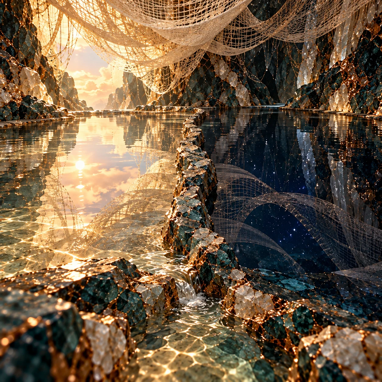 Ireum’s two waters under a woven canopy